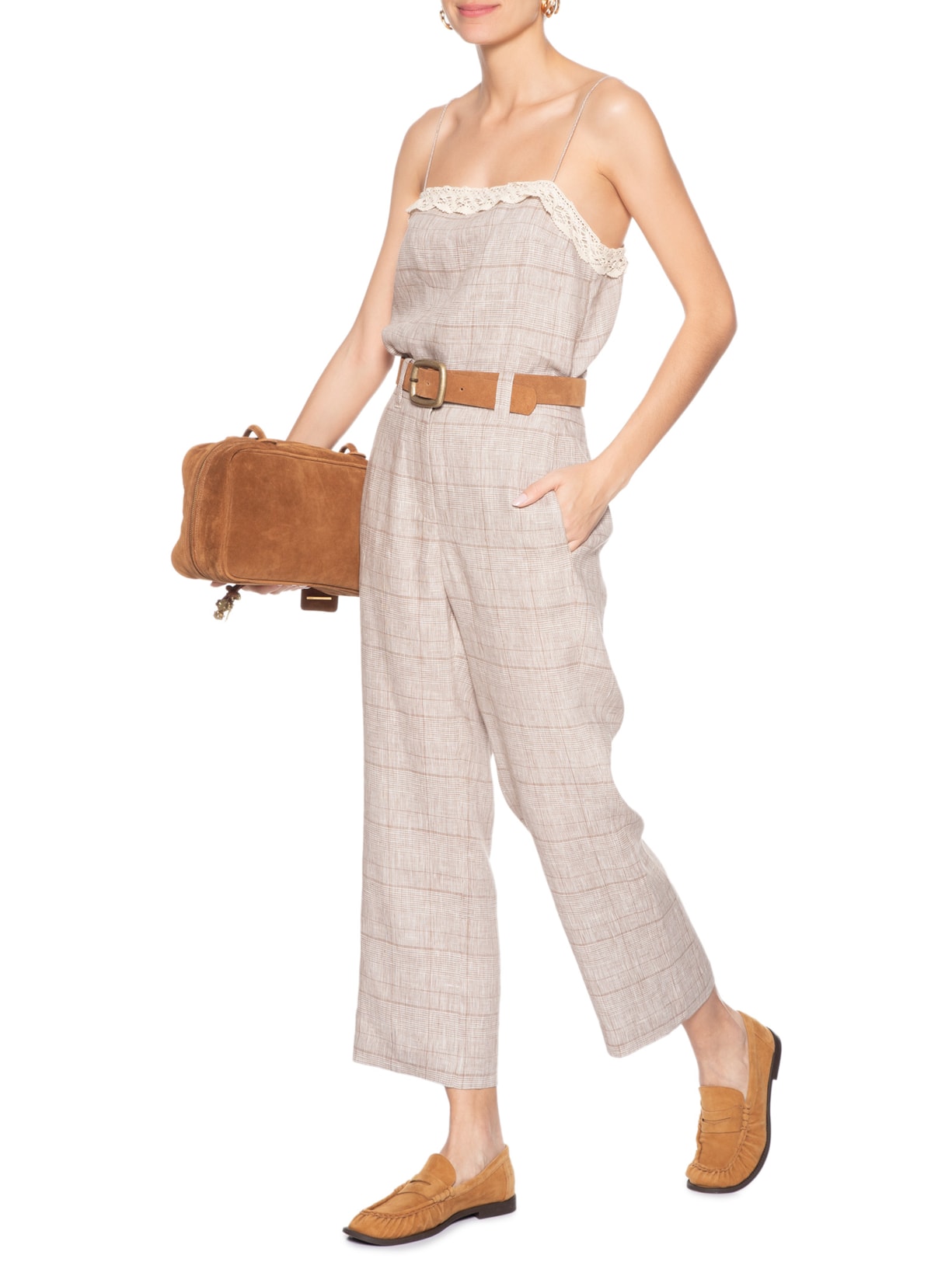 Calça Feminina Xadrez Bege Animale