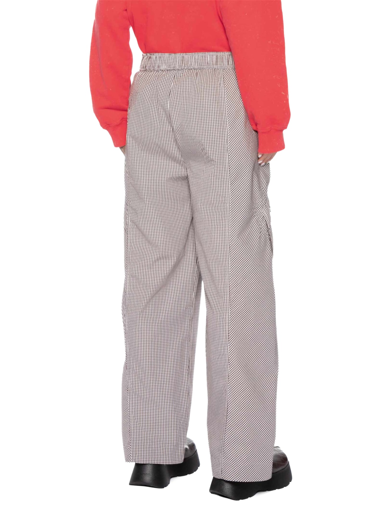Calça Feminina Xadrez Cotton Cargo Marrom Ganni