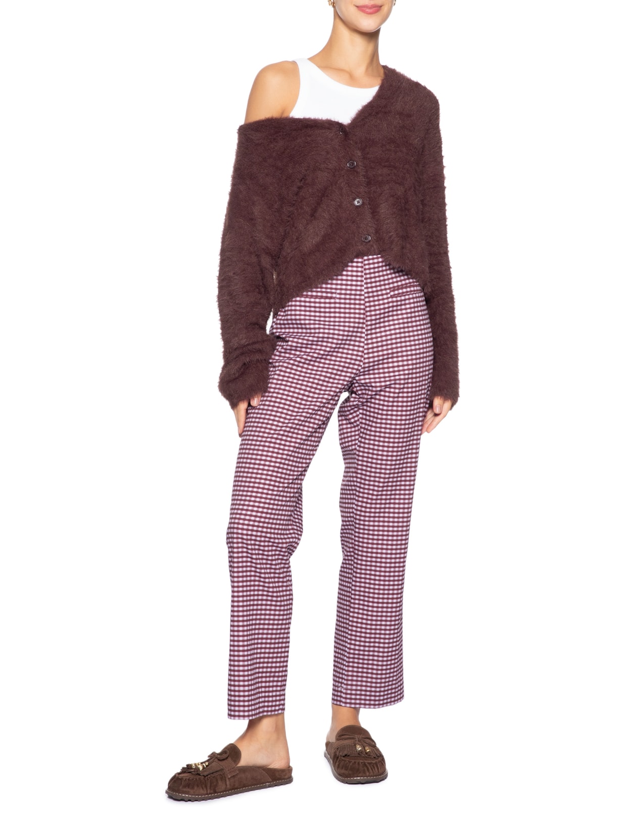 Calça Feminina Xadrez Piquenique Rosa Farm