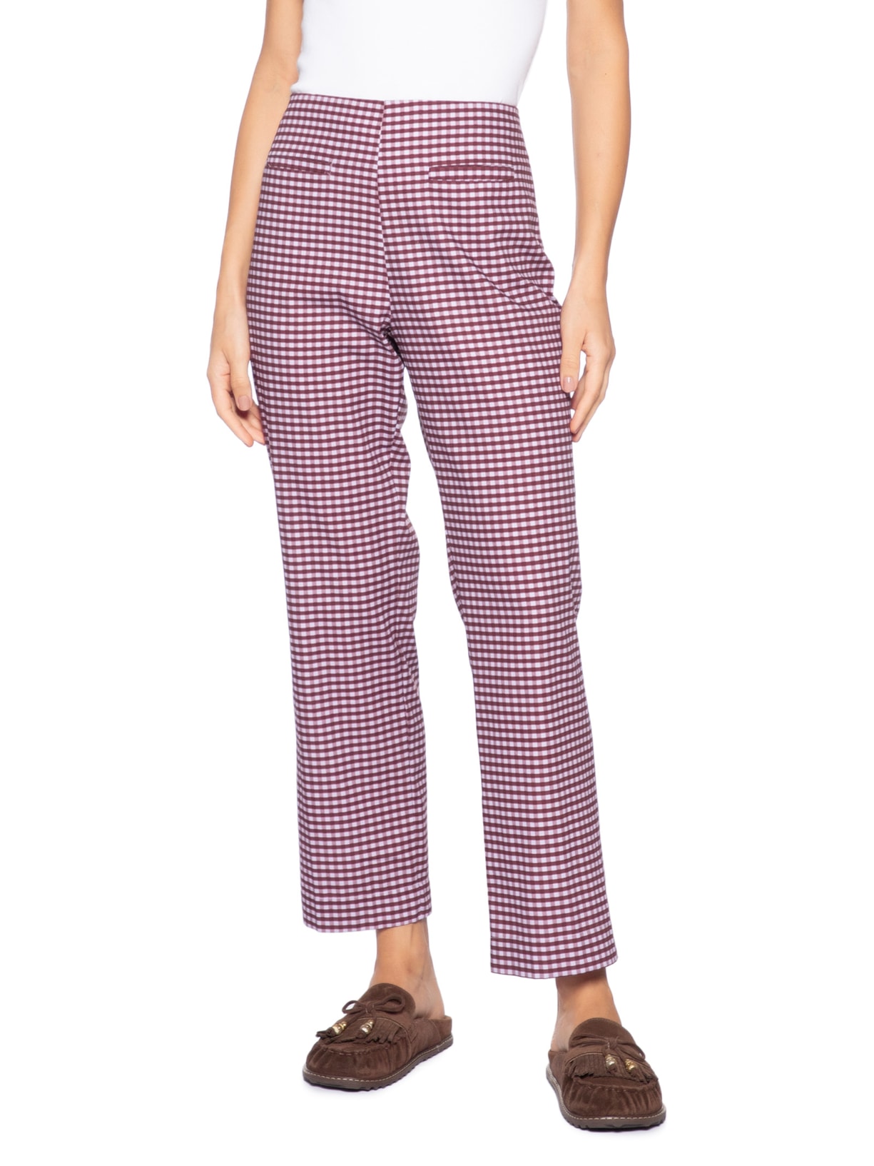 Calça Feminina Xadrez Piquenique Rosa Farm