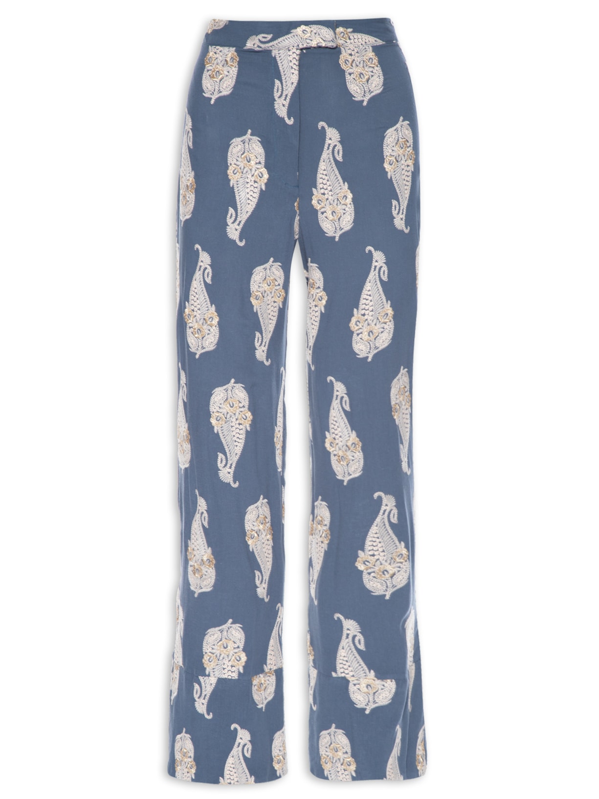 Calça Feminino Bordado Peixe - Azul