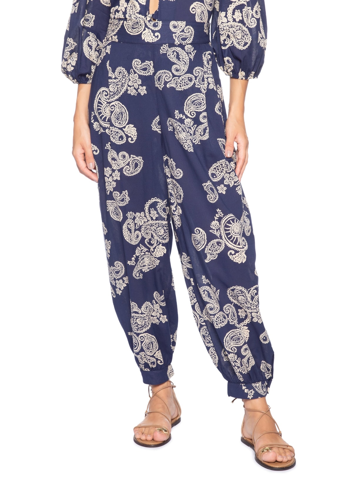 Calça Feminino Estampa Marinha Azul Dress To