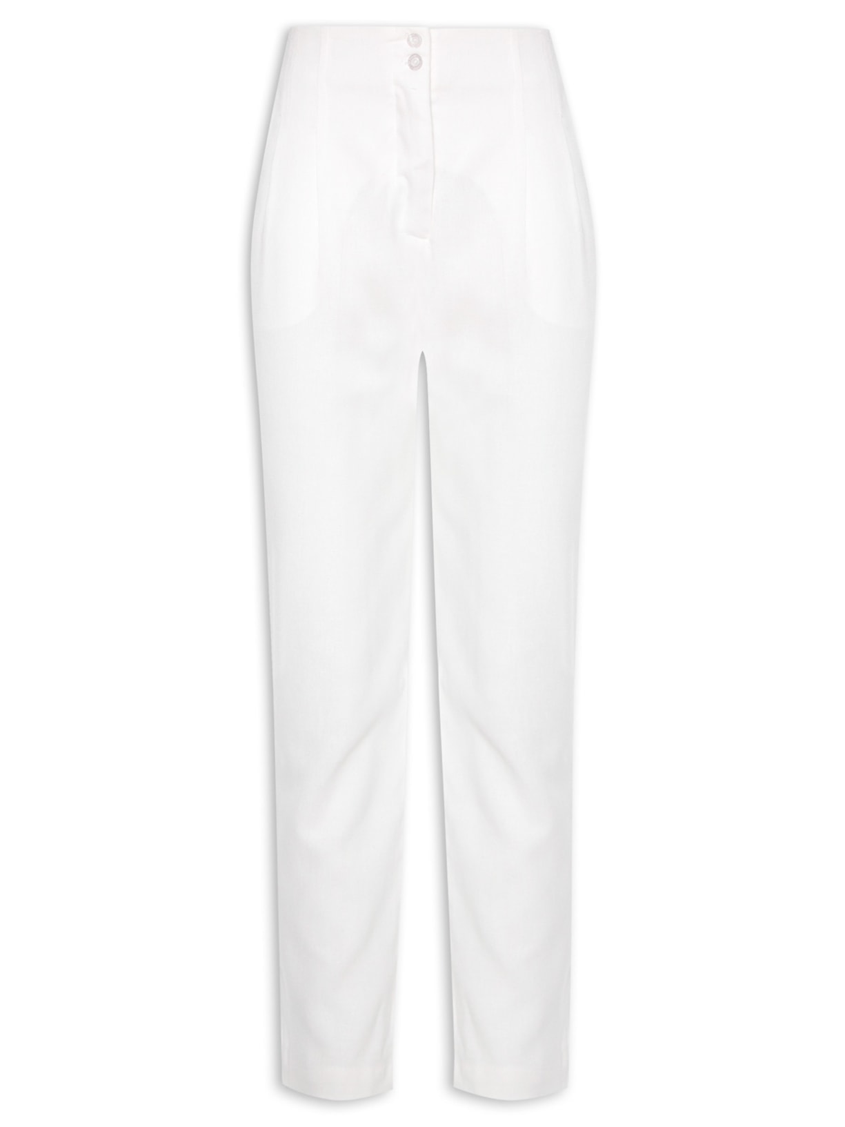 Calça Feminino Linho Pregas Frente - Branco