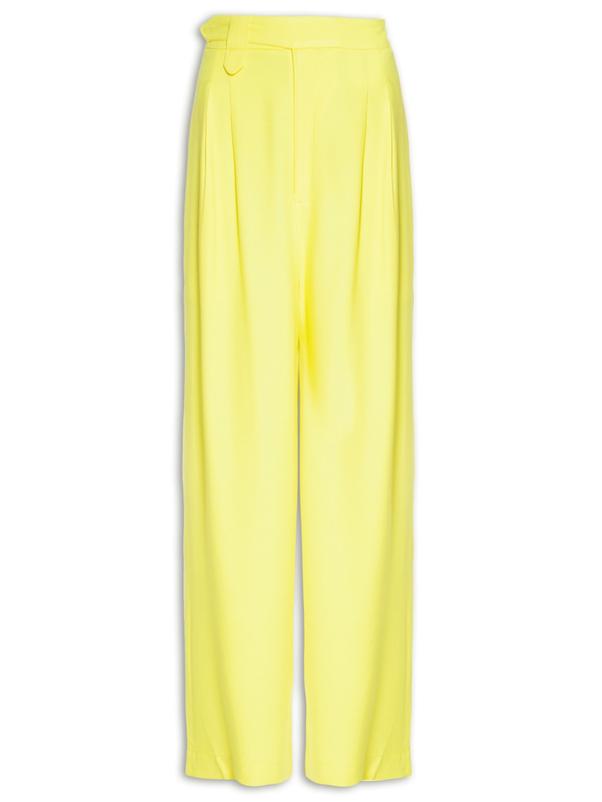 Calça Feminino Reta Feminina Pregas Amarelo - Amarelo