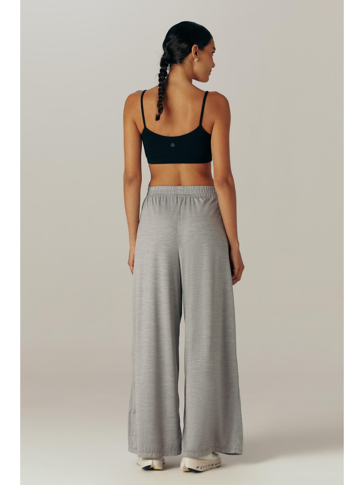 Calça Fitness Pantalona Cinza Claro Alba II Yogini