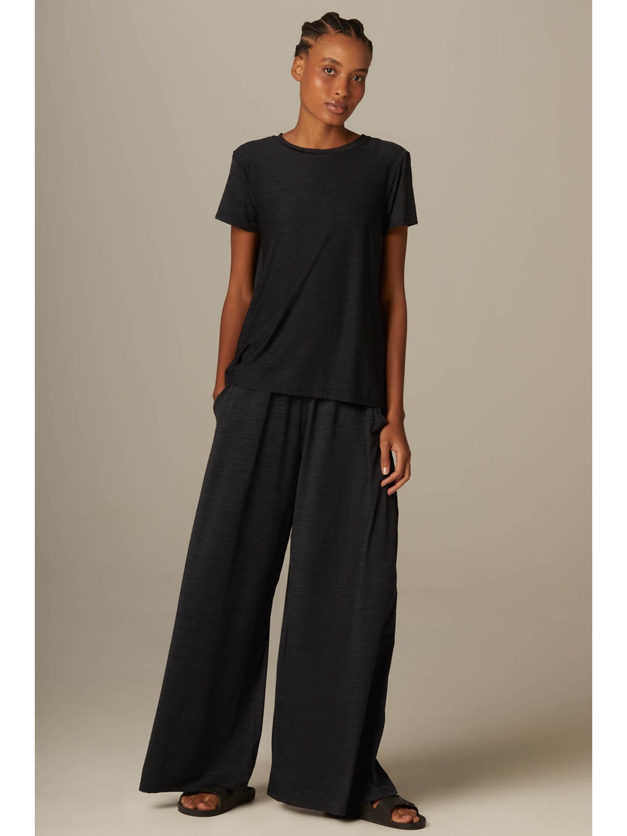 Calça Fitness Pantalona Preta Alba Yogini