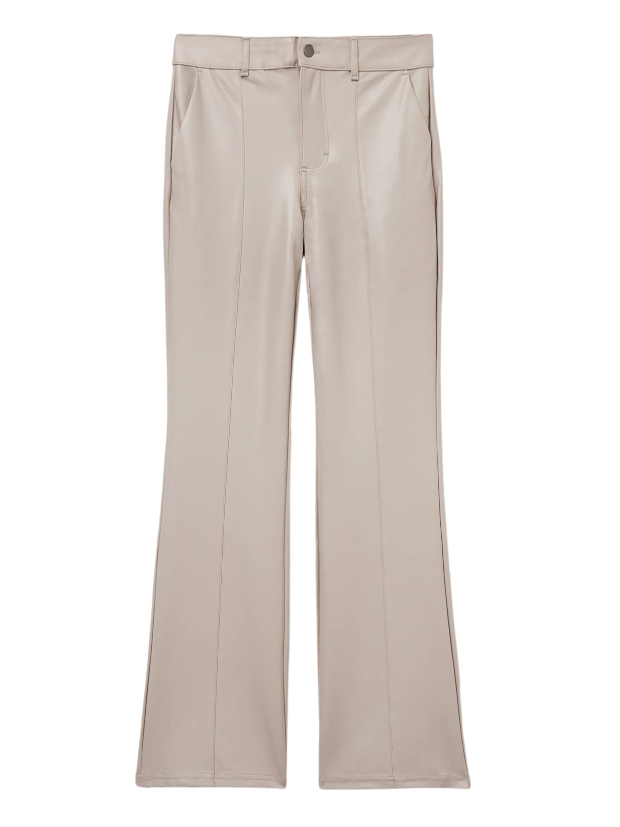 Calça Flare Com Efeito Couro - Cinza