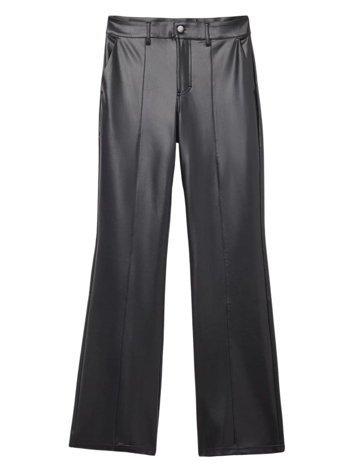 Calça Flare Com Efeito Couro - Preto