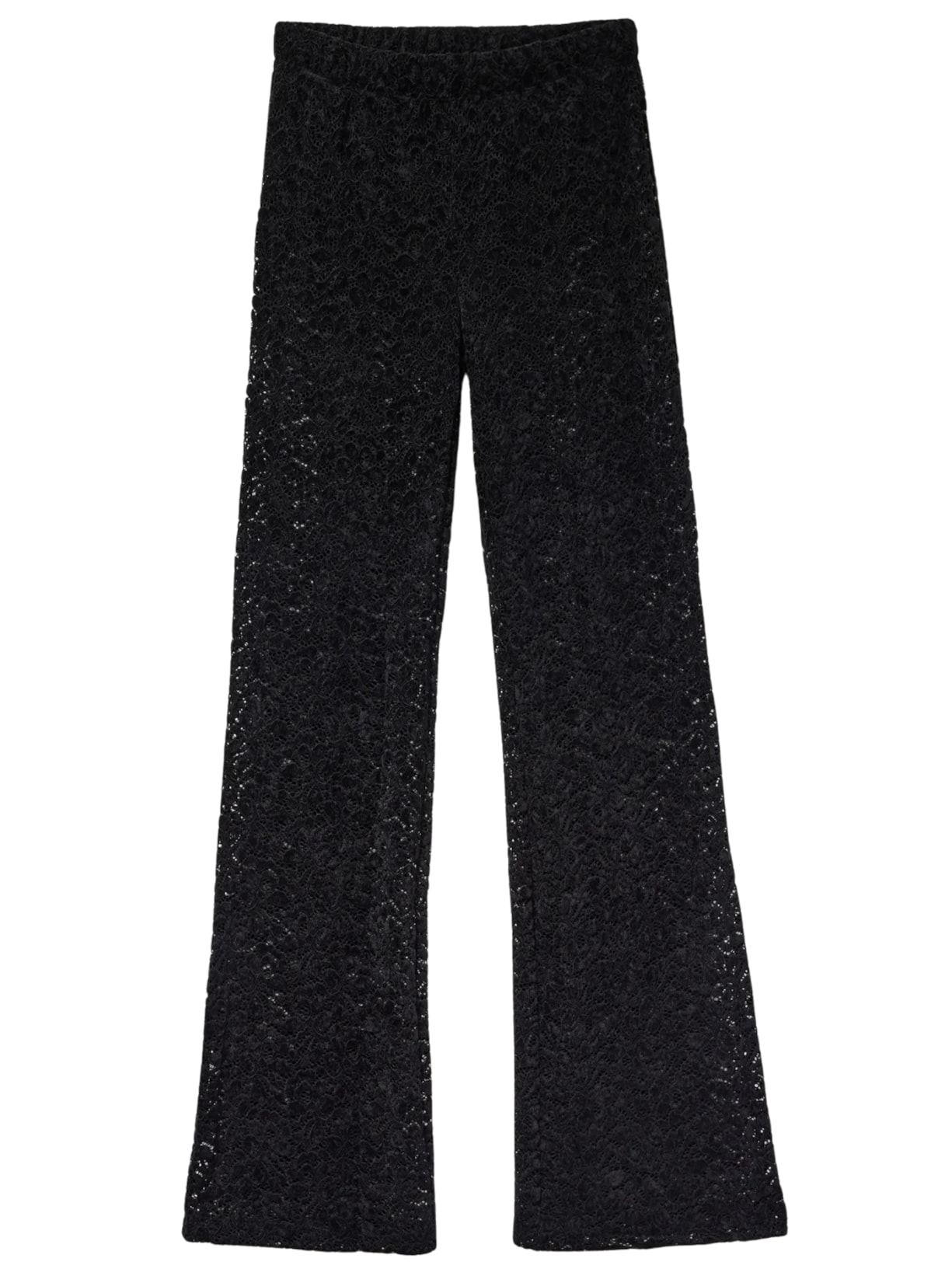 Calça Flare Em Renda - Preto