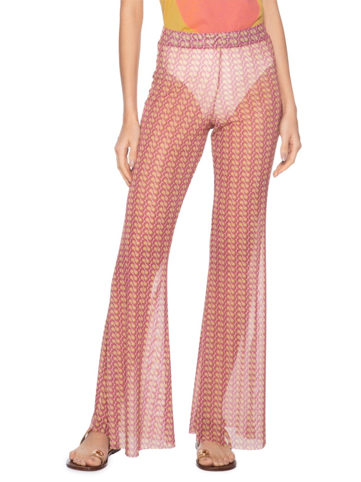 Calça Flare Feminina Tule Geo Rosa Animale