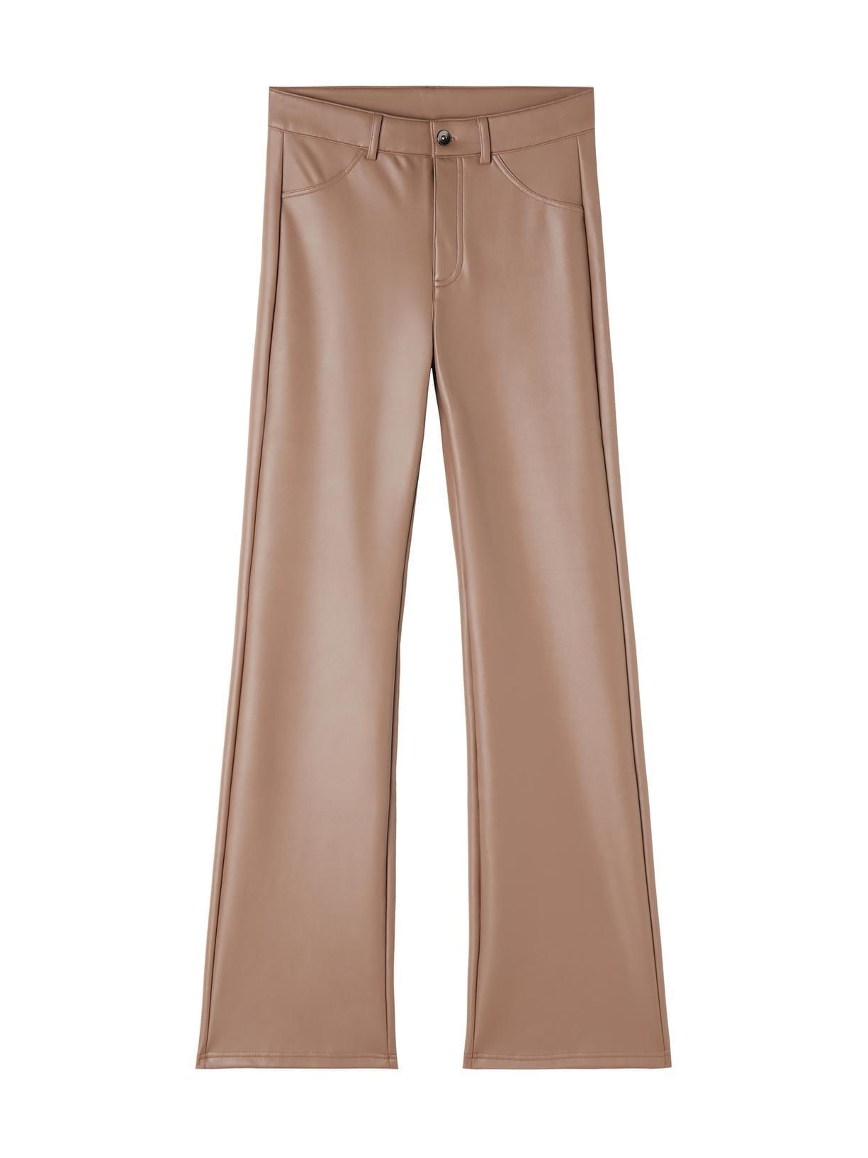 Calça Flare Térmica Efeito Couro - Marrom