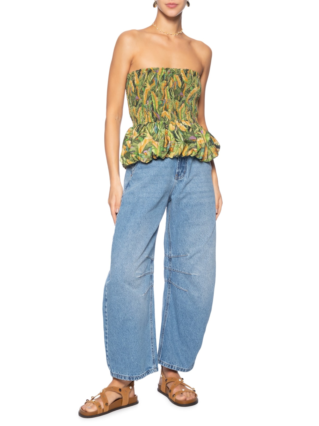 Calça Jeans Barrel Jumbo Azul  Farm