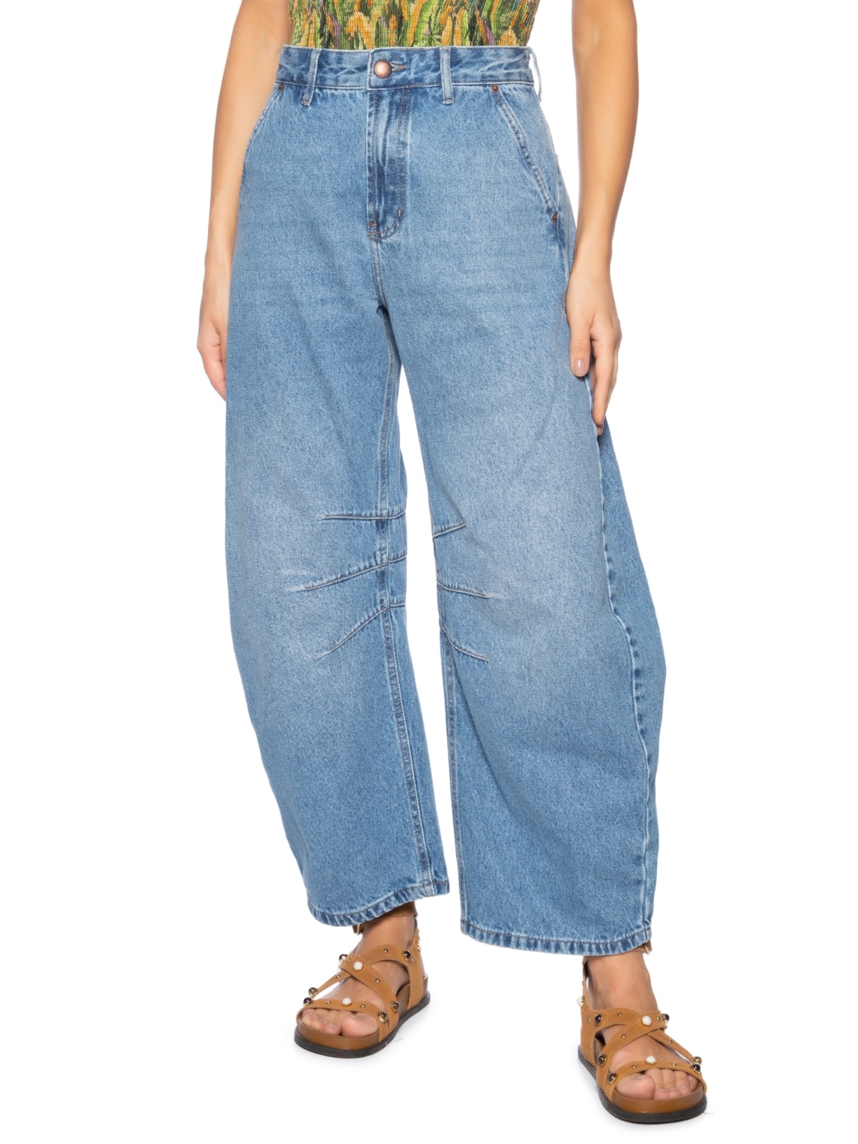 Calça Jeans Barrel Jumbo Azul  Farm