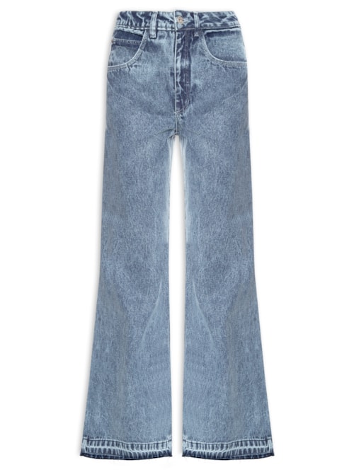 Calça Jeans Bolsos Folk Feminina – Azul