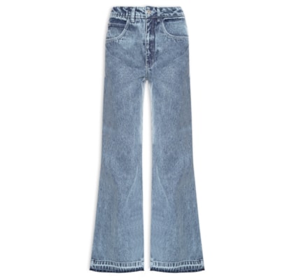 Calça Jeans Bolsos Folk Feminina – Azul