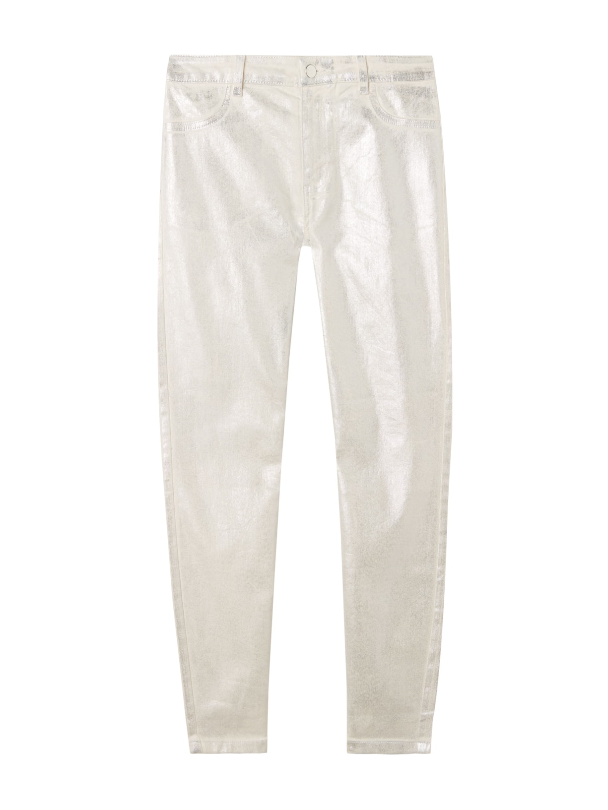 Calça Jeans Com Efeito Laminado - Branco
