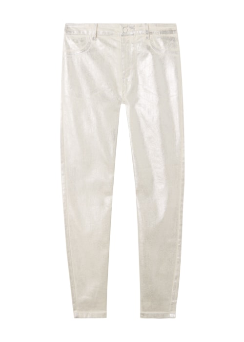 Calça Jeans Com Efeito Laminado - Branco