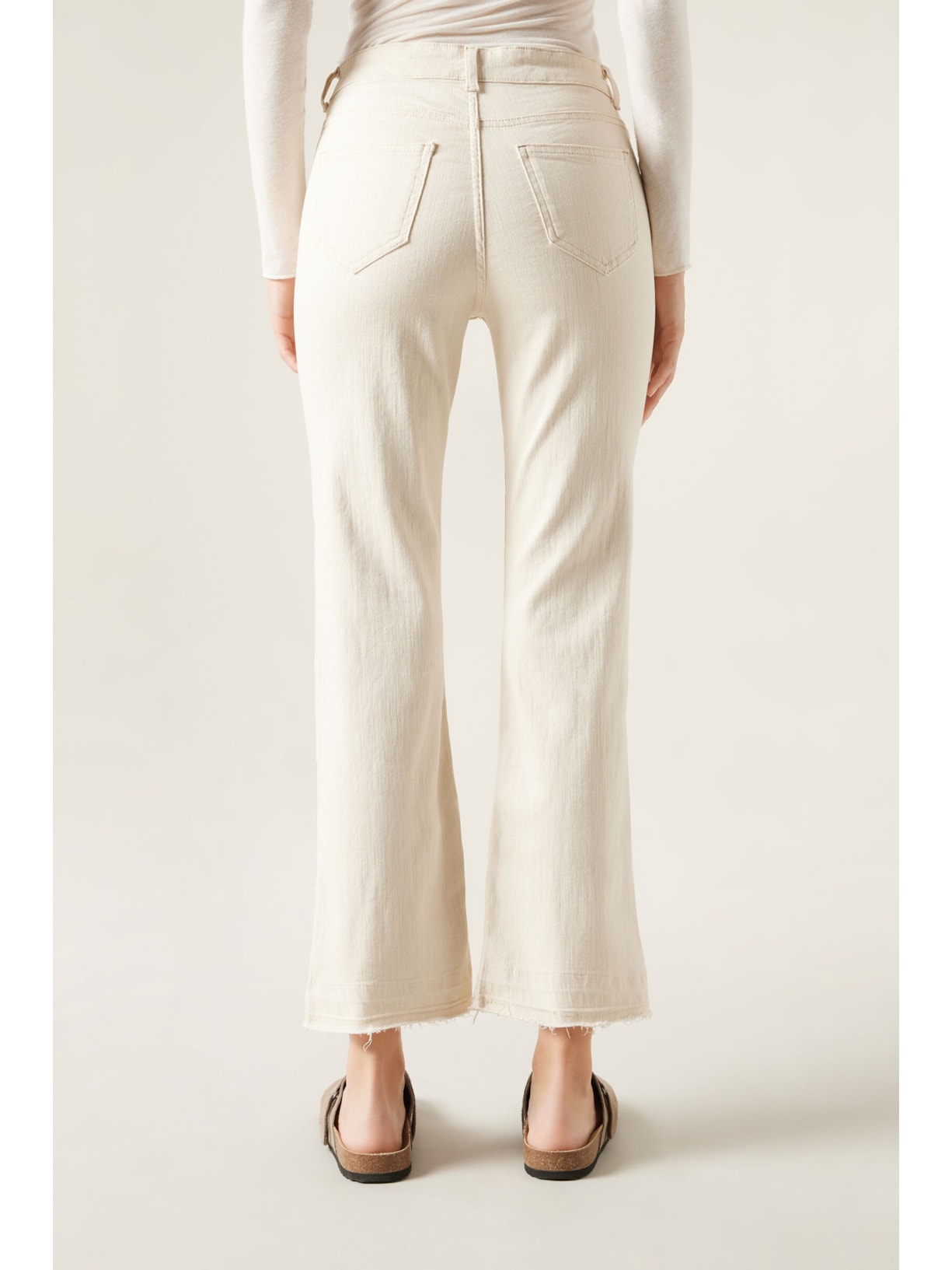 Calça Jeans Cropped Flare Branco Calzedonia