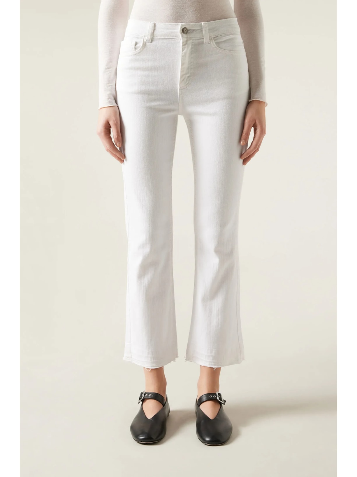 Calça Jeans Cropped Flare Branco Calzedonia