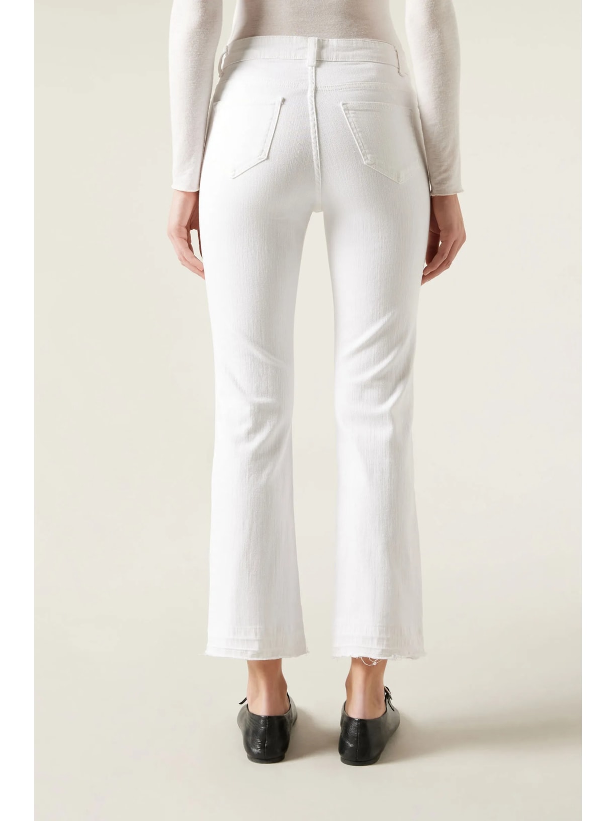 Calça Jeans Cropped Flare Branco Calzedonia