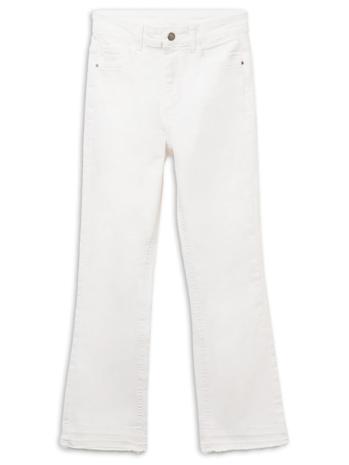 Calça Jeans Cropped Flare - Branco