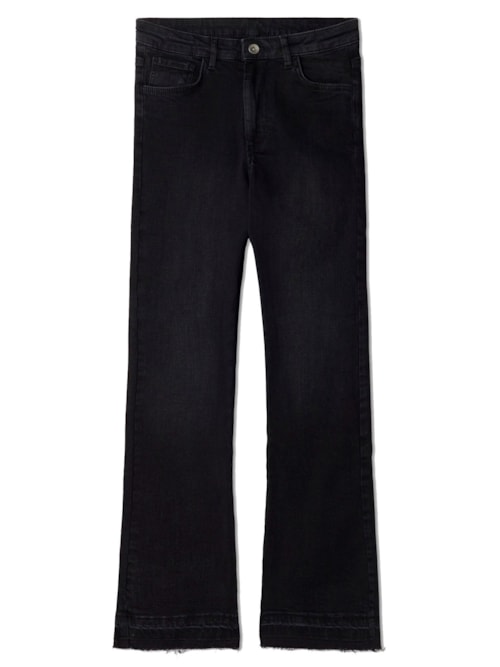 Calça Jeans Cropped Flare - Cinza