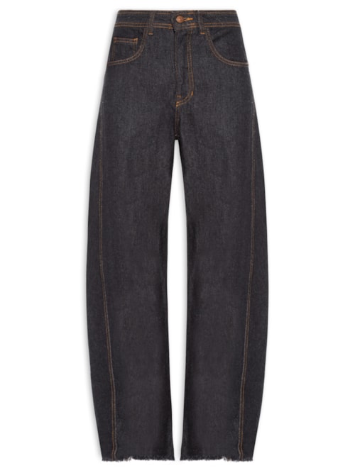 Calça Jeans Feminina Barrel – Preto