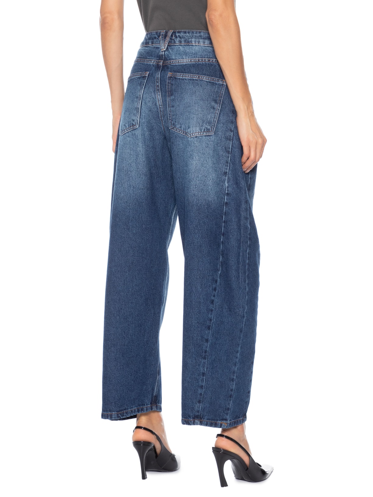 Calça Jeans Feminina Barrel Azul Market 33