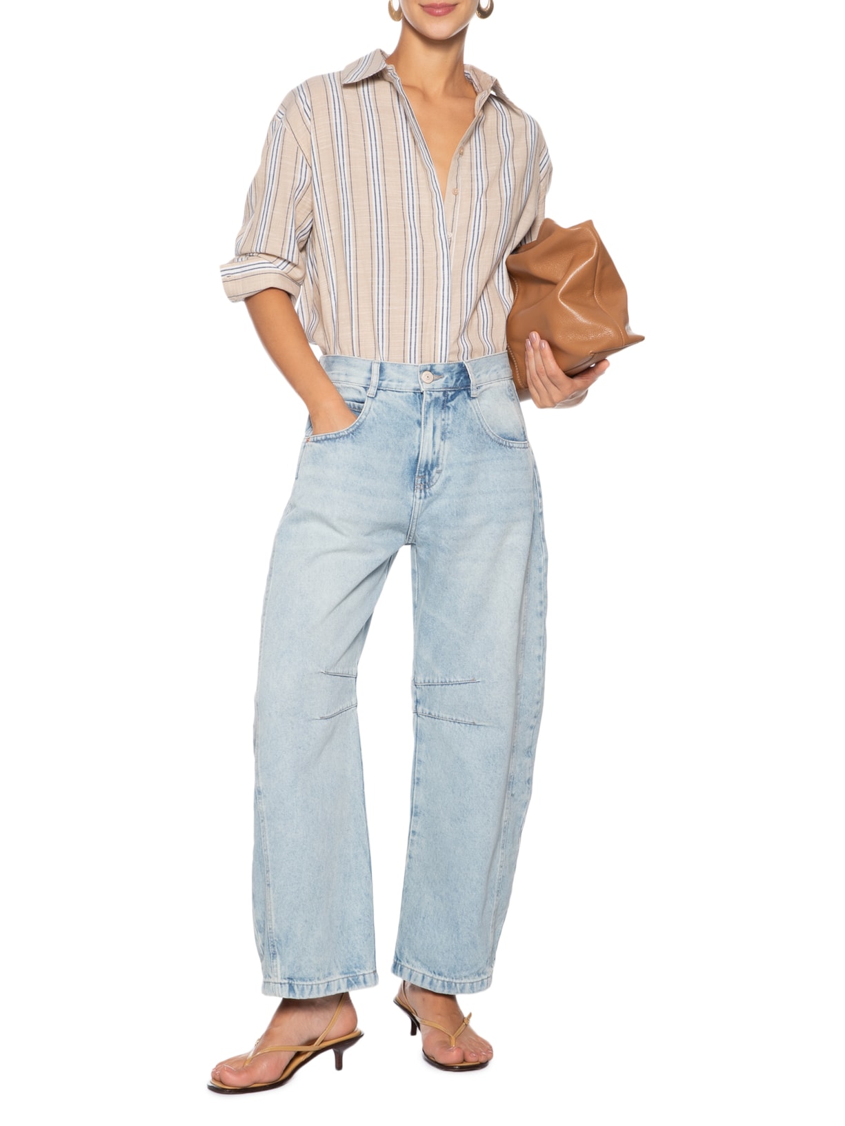 Calça Jeans Feminina Barrel Com Pence Azul Animale Jeans