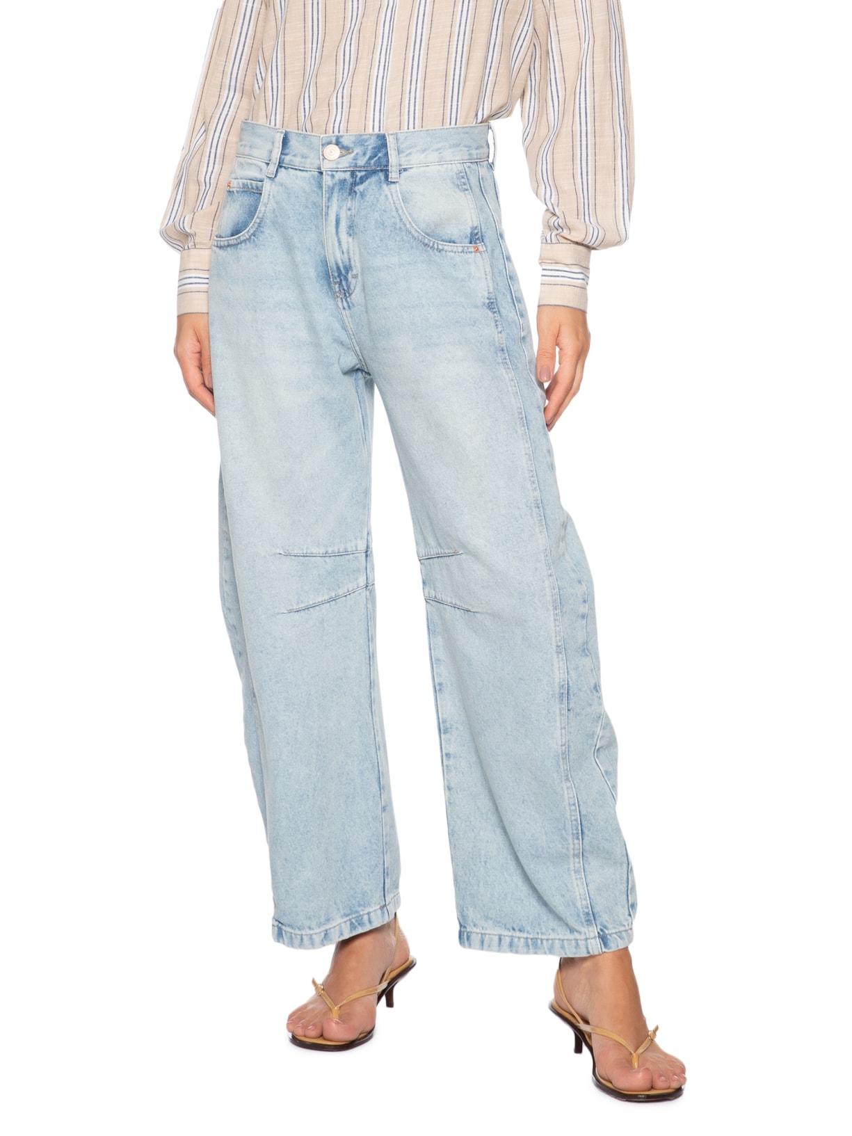 Calça Jeans Feminina Barrel Com Pence Azul Animale Jeans