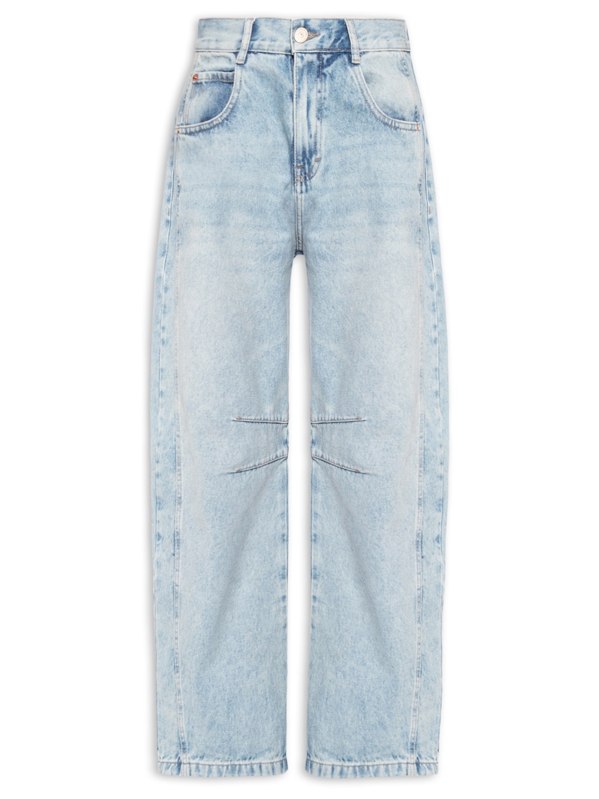 Calça Jeans Feminina Barrel Com Pence - Azul