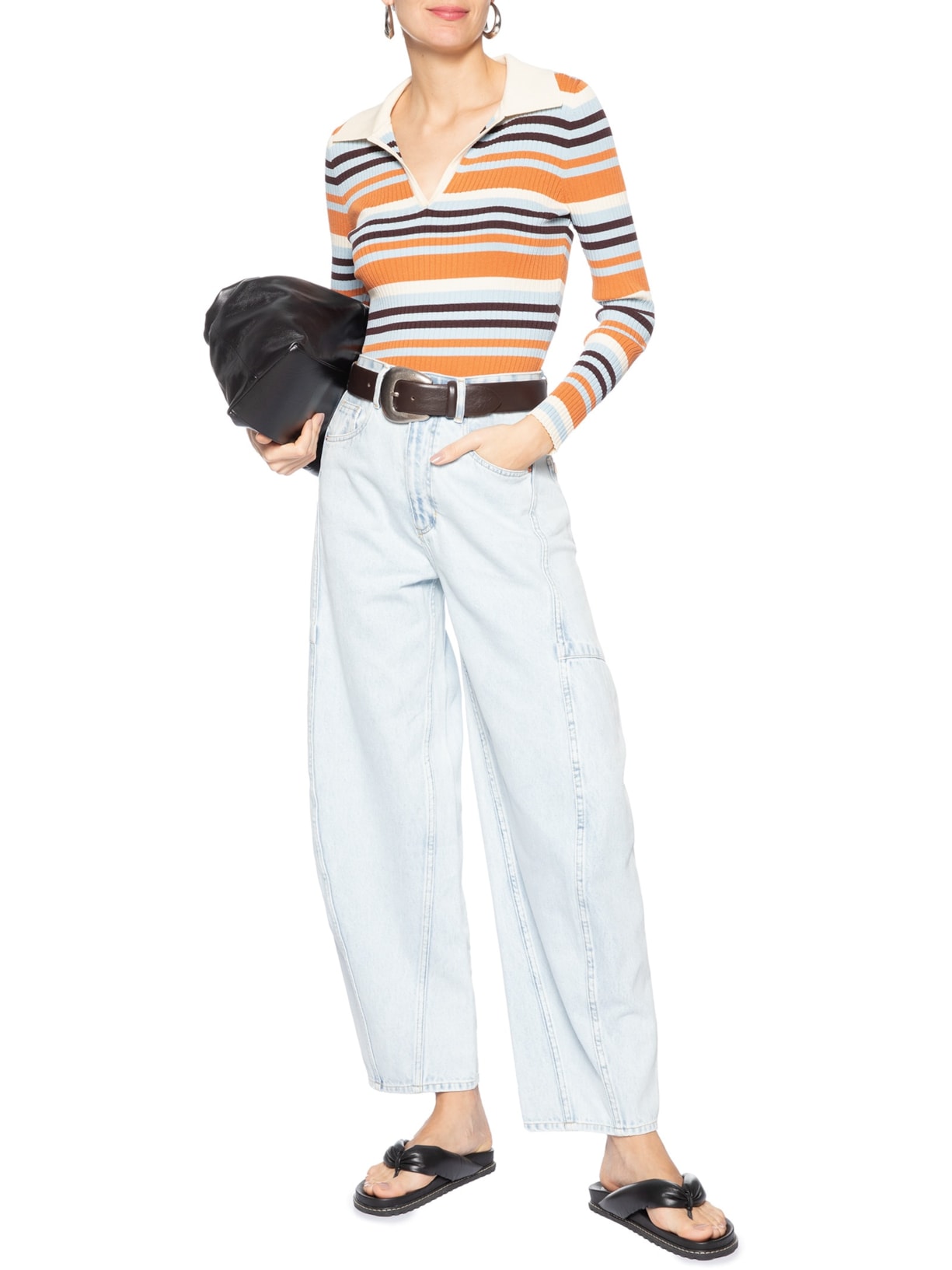 Calça Jeans Feminina Barrel Recorte Azul Animale Jeans