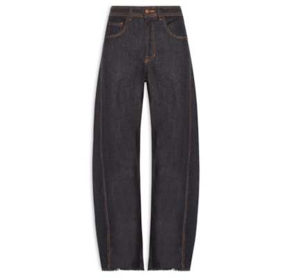 Calça Jeans Feminina Barrel – Preto