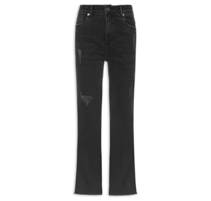 Calça Jeans Feminina Black Mini Flare - Preto