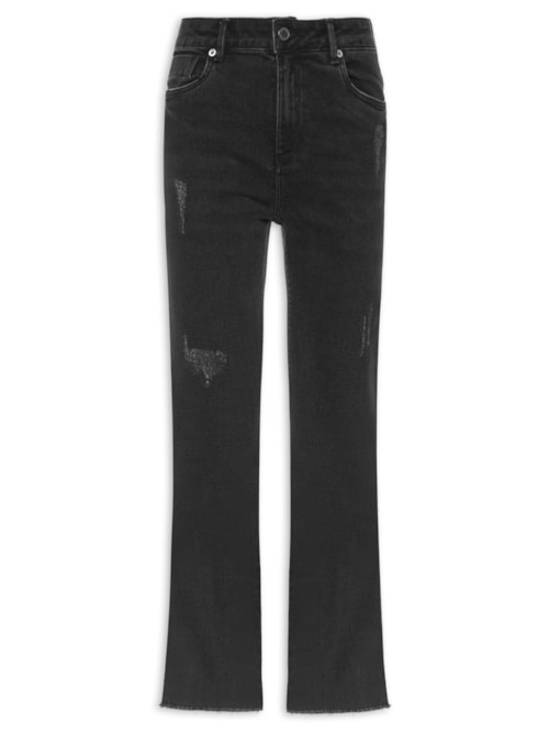 Calça Jeans Feminina Black Mini Flare - Preto