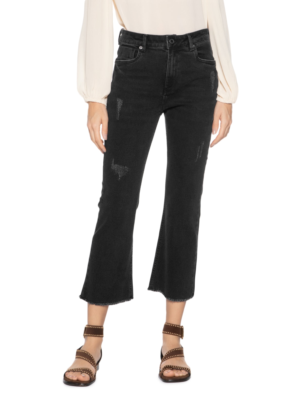 Calça Jeans Feminina Black Mini Flare Preto Maria Filó