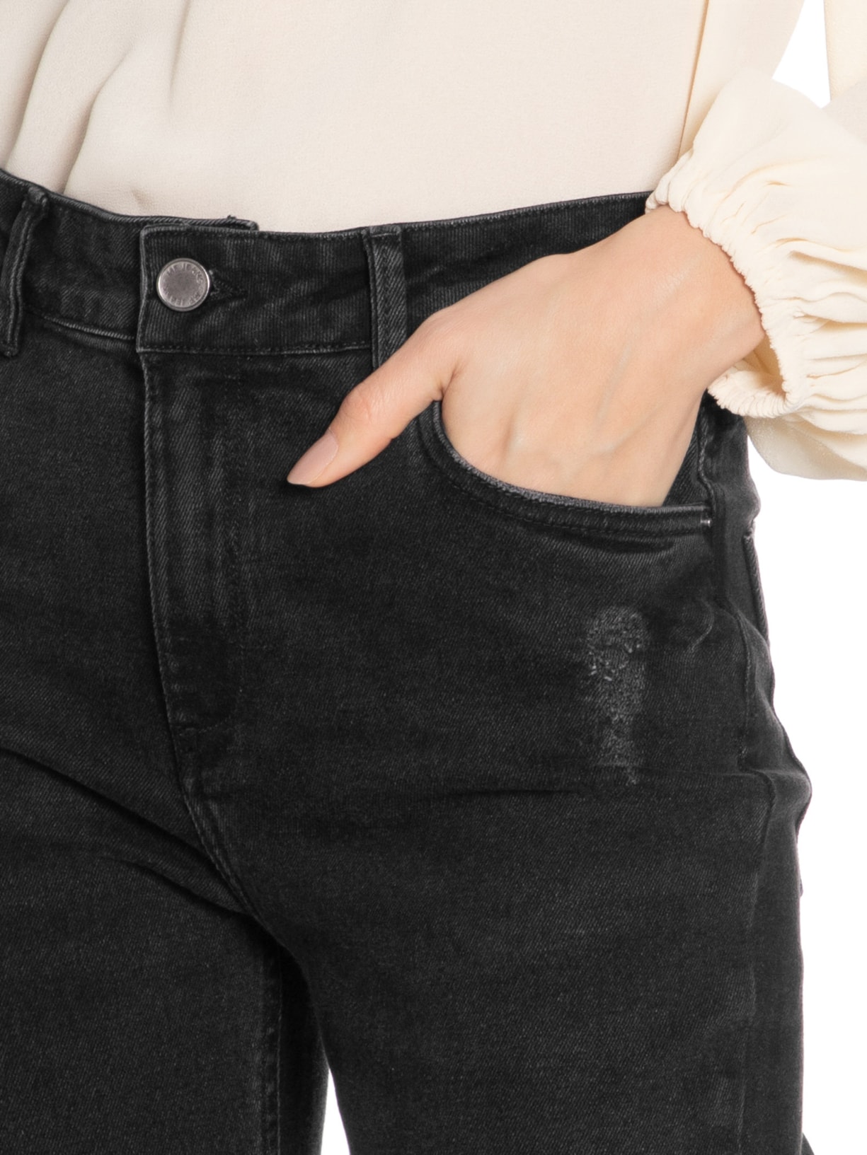 Calça Jeans Feminina Black Mini Flare Preto Maria Filó