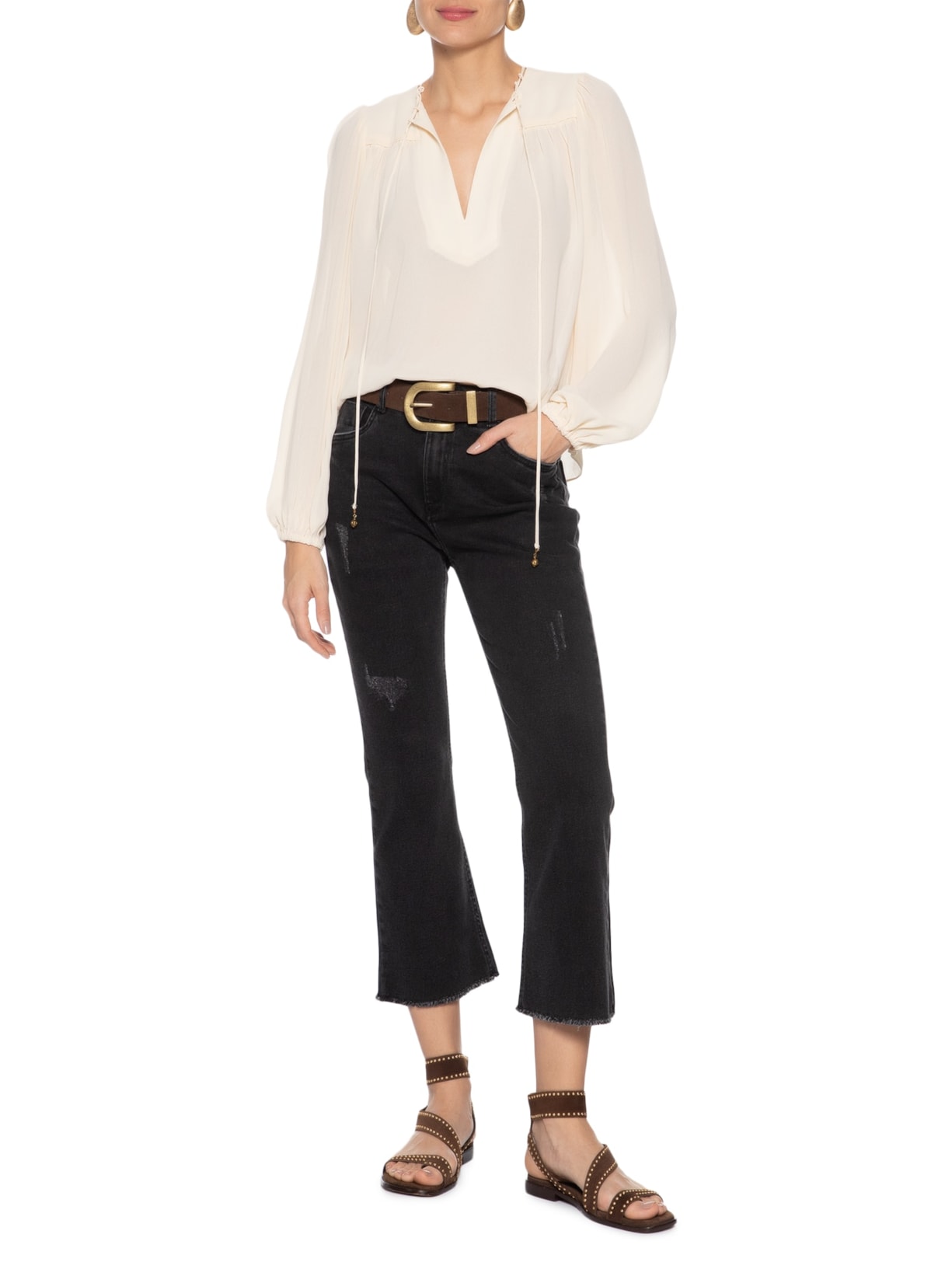 Calça Jeans Feminina Black Mini Flare Preto Maria Filó