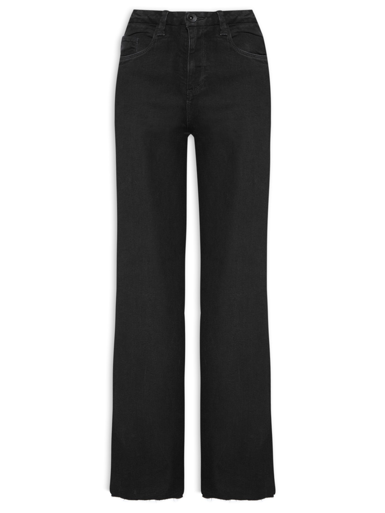 Calça Jeans Feminina Black Wide Cintura Média - Preto