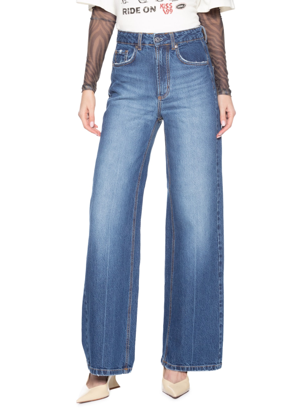 Calça Jeans Feminina Boot 90s Luque Azul Animale Jeans
