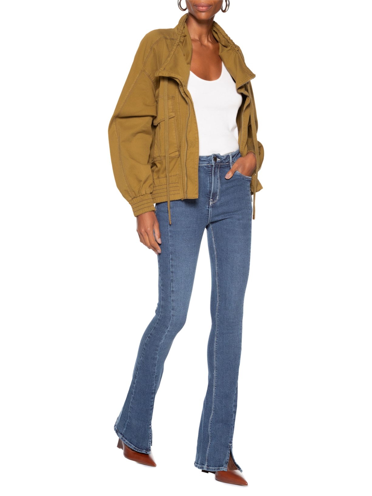 Calça Jeans Feminina Boot Basic Midi Fenda Azul Animale