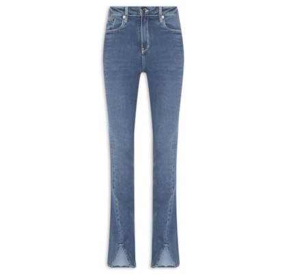 Calça Jeans Feminina Boot Basic Midi Fenda - Azul