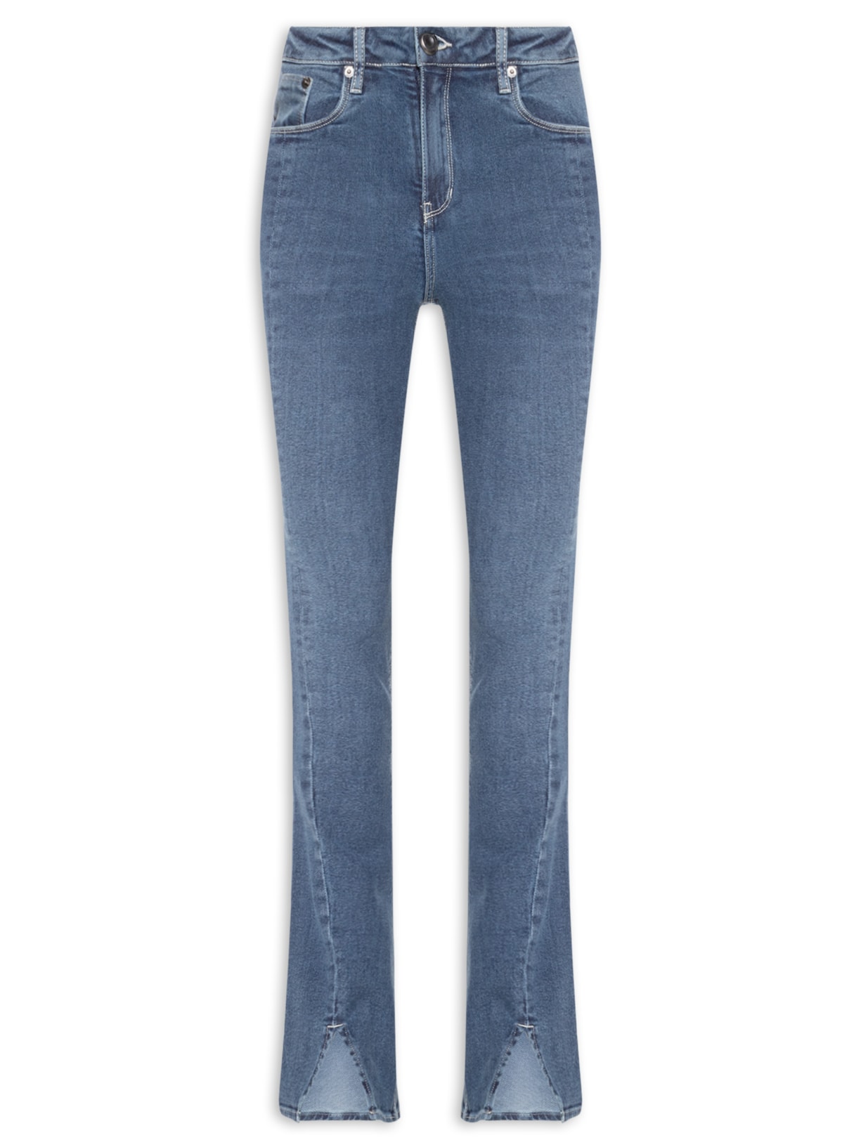 Calça Jeans Feminina Boot Basic Midi Fenda - Azul