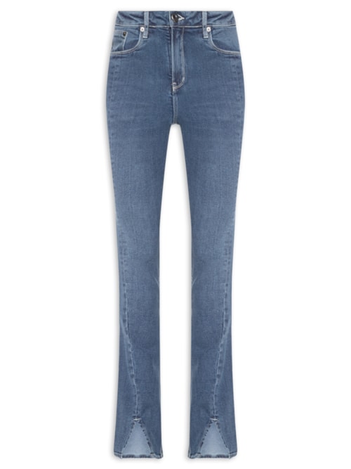 Calça Jeans Feminina Boot Basic Midi Fenda - Azul
