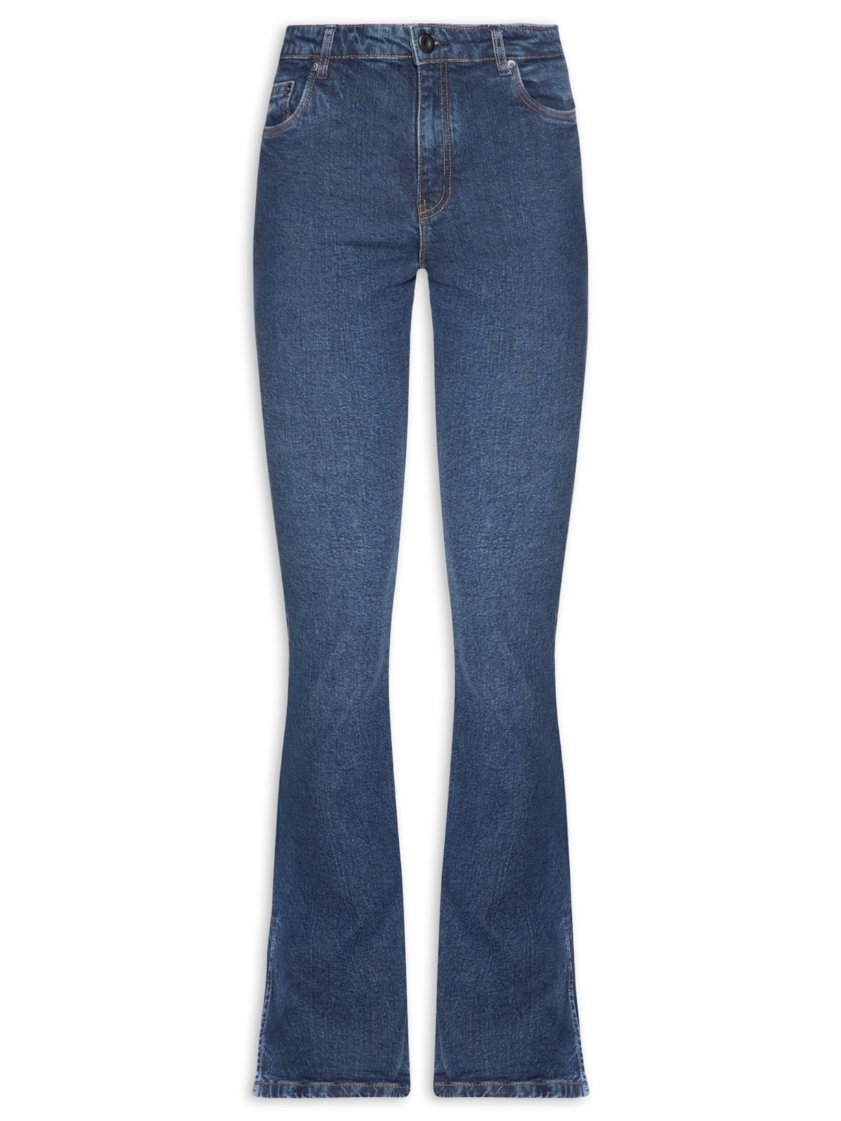 Calça Jeans Feminina  Boot Basic Midi Travetes Azul Animale