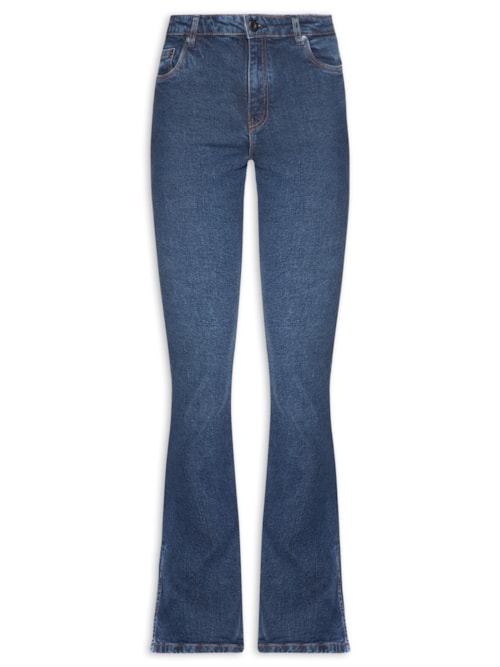 Calça Jeans Feminina Boot Basic Midi Travetes - Azul