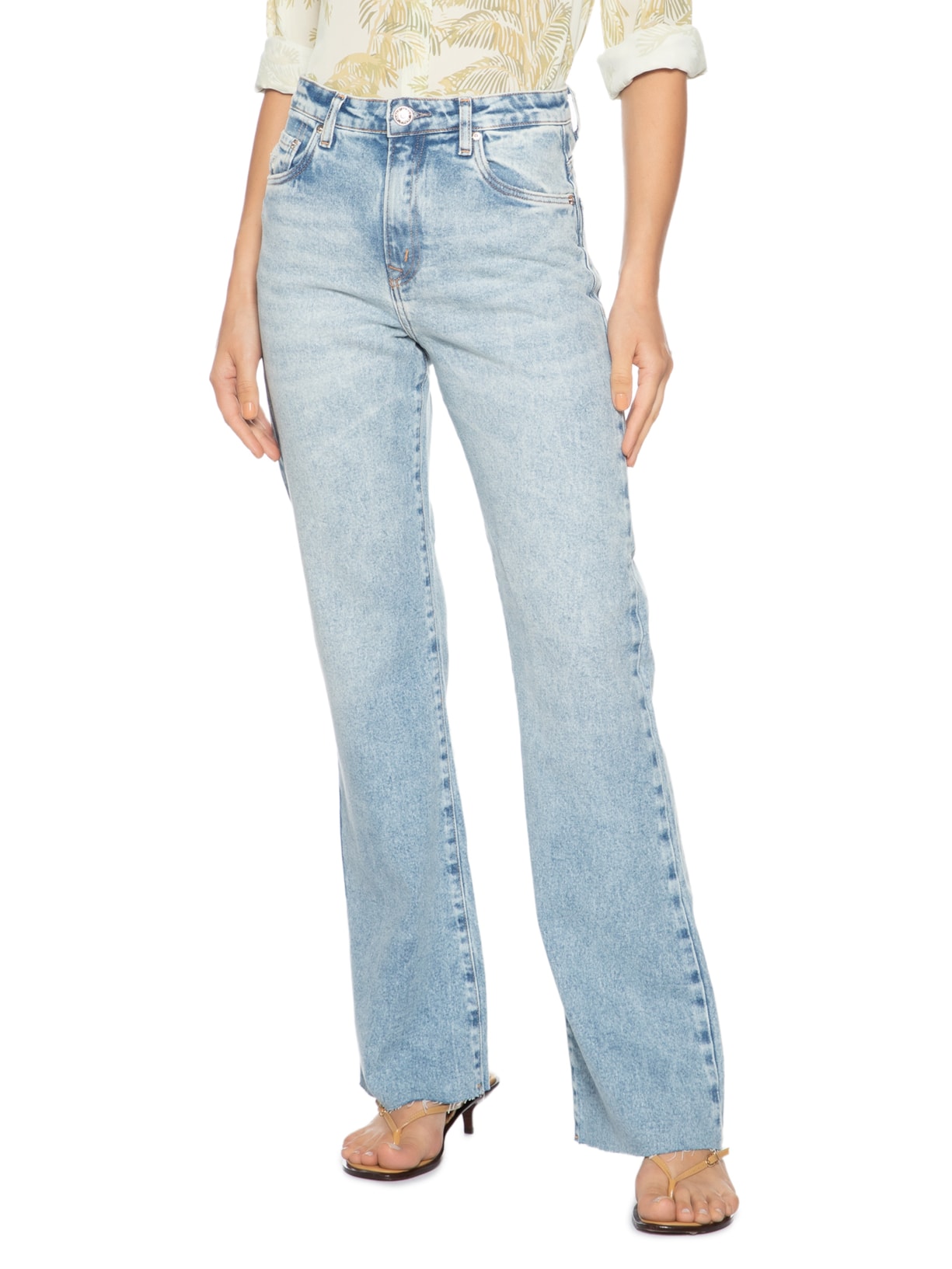 Calça Jeans Feminina Boot Vintage Barra A Fio Azul Animale