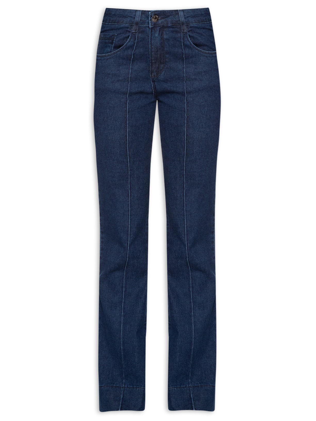 Calça Jeans Feminina Bootcut Com Vinco Frente - Azul