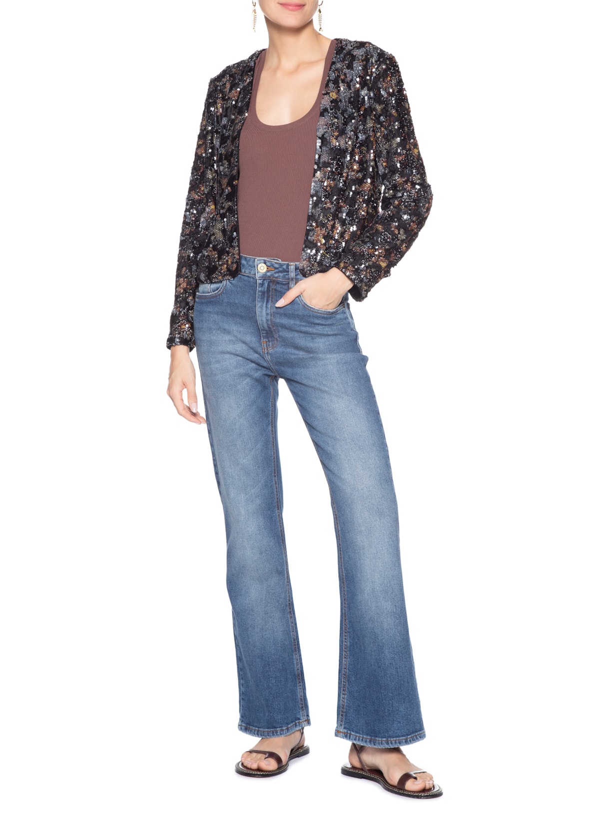 Calça Jeans Feminina Bootcut Used Azul Maria Filó