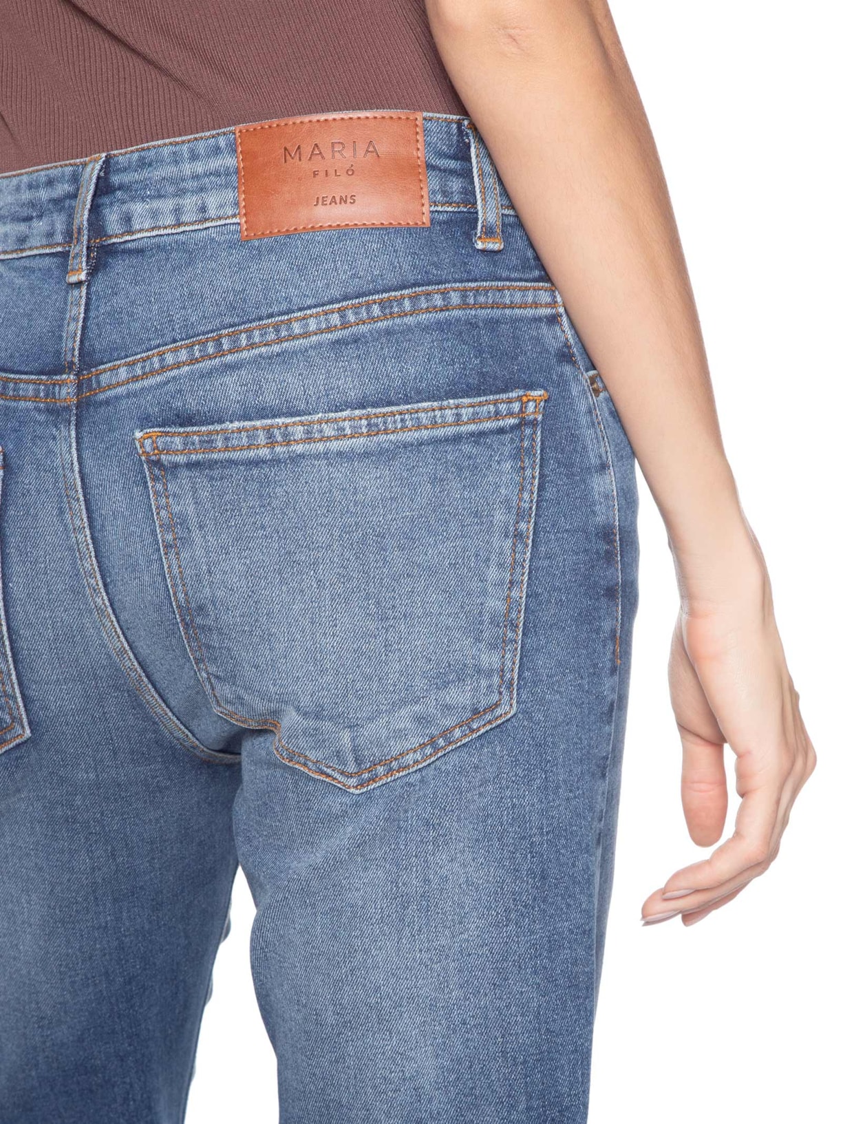 Calça Jeans Feminina Bootcut Used Azul Maria Filó